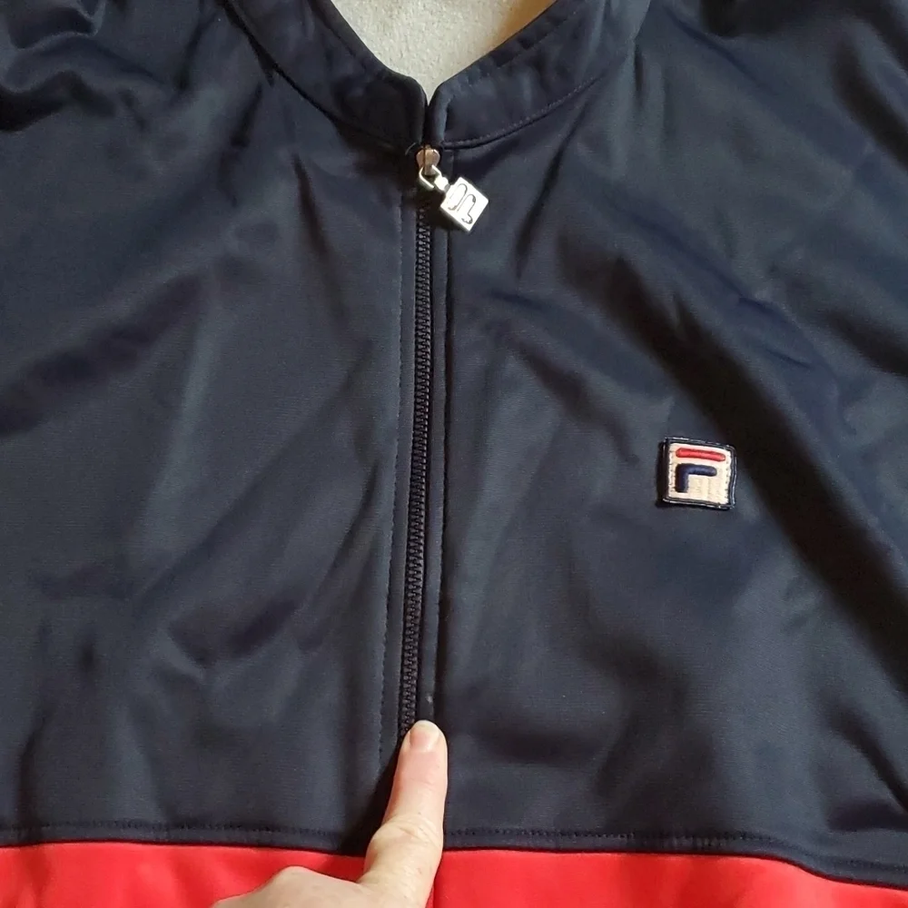 Fila Track Jacket Mens Size 45 Snap Sleeves Vintage Red White Blue Y2K